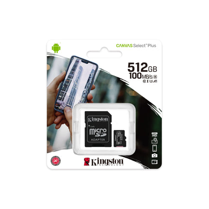 Memoria Micro SD Kingston Canvas Select Plus | 512GB | UHS-I | 100MB/s lectura | 85MB/s escritura