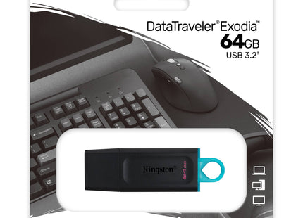 Memoria USB Kingston DataTraveler Exodia | 64GB | USB 3.2 Gen 1 | Tapa Protectora | DTX/64GB