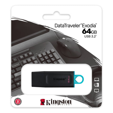 Memoria USB Kingston DataTraveler Exodia | 64GB | USB 3.2 Gen 1 | Tapa Protectora | DTX/64GB