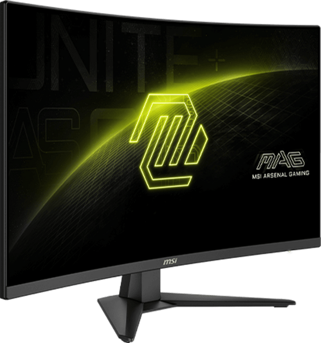 Monitor MSI MAG 321CQF vista lateral derecha mostrando curvatura y grosor