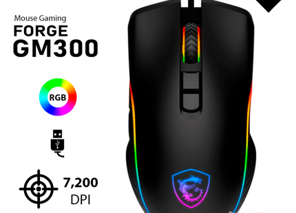 Mouse Gaming MSI Forge GM300 | RGB | 7200 DPI | Alámbrico USB