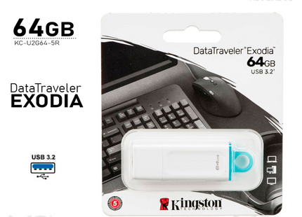Memoria USB Kingston Exodia KC-U2G64-5R | 64GB | USB 3.2 Gen 1 | Blanco