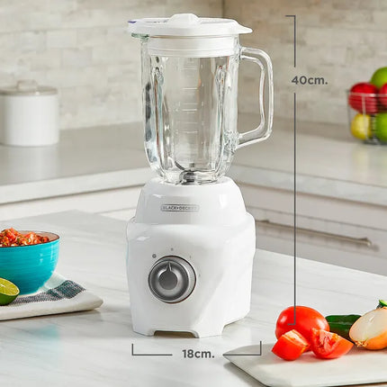 Licuadora Black+Decker BL0877‑0WDLA Ice Crush | 700 W | 2 Velocidades + Pulso | Jarra Plástica 1.65 L | Acero Inoxidable | Blanca