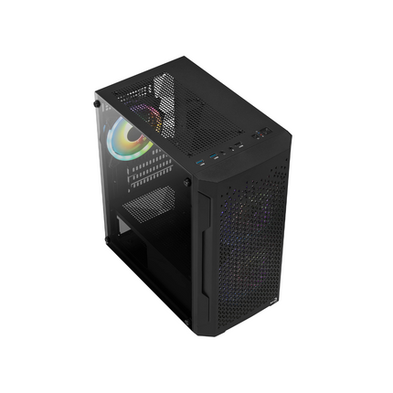 Case Gaming AeroCool Trinity Mini-G-BK-V3 | Mini Torre ATX | 1 Ventilador 120mm | Vidrio Templado | Negro