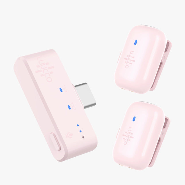 Luucco Micrófono Inalámbrico USB-C Rosa, MiniPods-K2