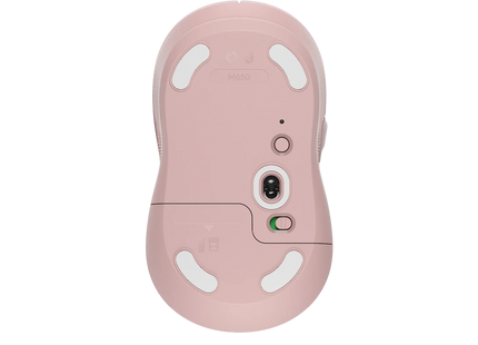 Vista trasera del mouse inalámbrico Logitech M650 con compartimento de batería