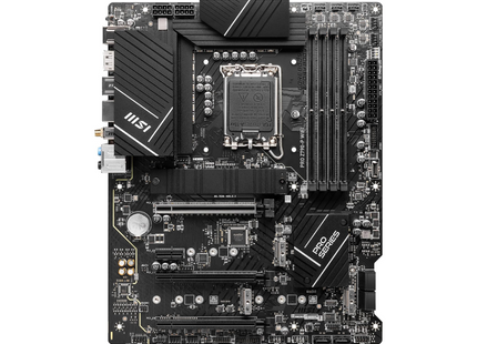 Tarjeta madre MSI PRO Z790-P WIFI vista frontal completa con slots DDR5 y socket LGA 1700