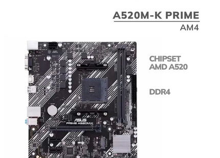 Tarjeta Madre ASUS PRIME A520M-K | DDR4 | Socket AM4 | Micro-ATX