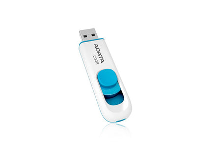 Memoria USB 2.0 ADATA C008 | 64GB | Conector Retráctil | Blanco y Azul