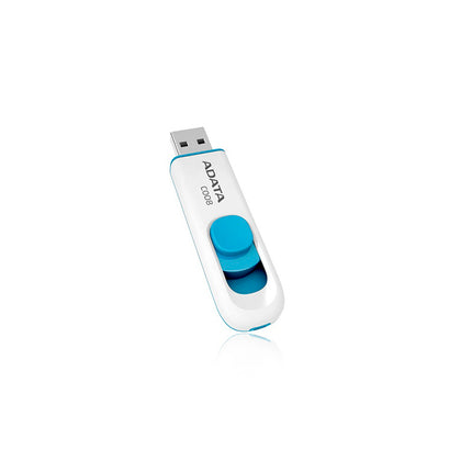 Memoria USB 2.0 ADATA C008 | 64GB | Conector Retráctil | Blanco y Azul