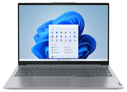 Lenovo ThinkBook 16 Gen 6, vista frontal con tapa abierta a 90 grados