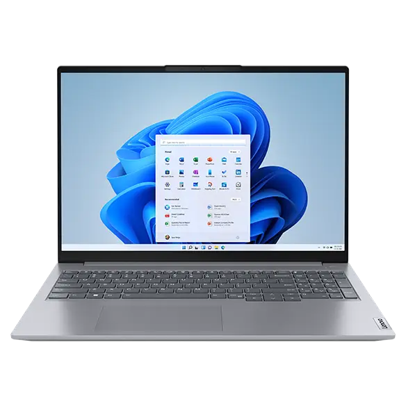 Lenovo ThinkBook 16 Gen 6, vista frontal con tapa abierta a 90 grados