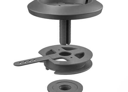 Logitech Rally Mic Pod Mount grafito, instalado con Rally Mic Pod sobre mesa