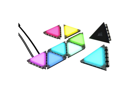 Paneles de Iluminación Corsair iCUE LC100 | Mini Triángulo | Kit de 9 Paneles RGB | CL-9011114-WW