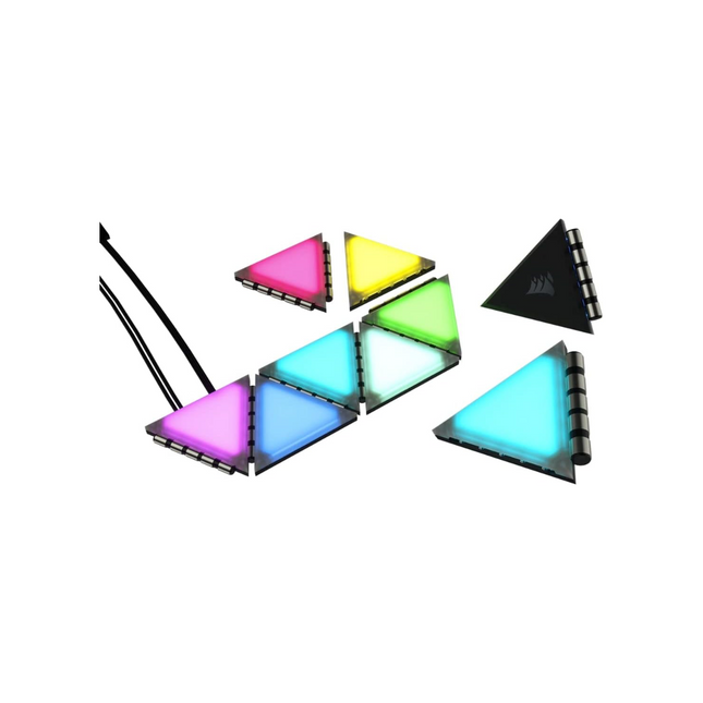 Paneles de Iluminación Corsair iCUE LC100 | Mini Triángulo | Kit de 9 Paneles RGB | CL-9011114-WW