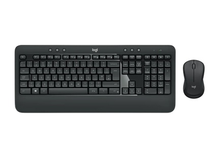 Set completo Logitech MK540 con teclado y mouse inalámbricos sobre fondo blanco