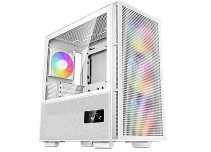 Case Gaming DeepCool CH560 Digital WH R-CH560-WHAPE4D-G1 | Media Torre | Vidrio Templado | 3 Ventiladores ARGB 140mm | Pantalla Digital Doble | Blanco