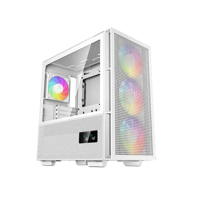 Case Gaming DeepCool CH560 Digital WH R-CH560-WHAPE4D-G1 | Media Torre | Vidrio Templado | 3 Ventiladores ARGB 140mm | Pantalla Digital Doble | Blanco