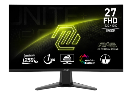 Vista lateral monitor curvo MSI MAG 276CXF mostrando curvatura