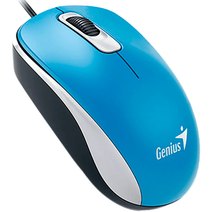 Mouse Genius RS2 DX-110 | Alámbrico USB | Sensor óptico 1000 DPI | Diseño ambidiestro | Color Celeste