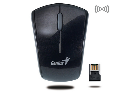 Mouse inalámbrico Genius RS2 vista superior con botones y scroll wheel óptico