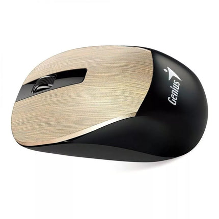 Mouse Genius RS2 NX-7015 | Inalámbrico con receptor USB | Sensor BlueEye 1200 DPI | Diseño ergonómico | Color Dorado