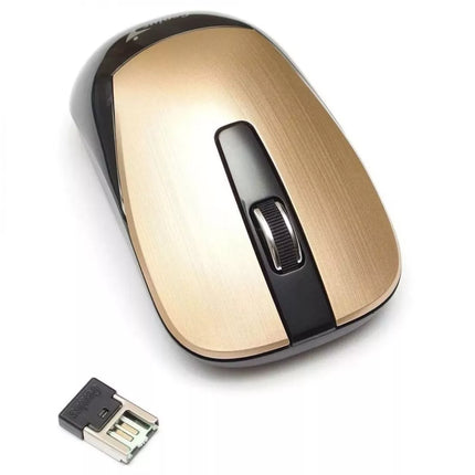 Mouse Genius RS2 NX-7015 | Inalámbrico con receptor USB | Sensor BlueEye 1200 DPI | Diseño ergonómico | Color Dorado