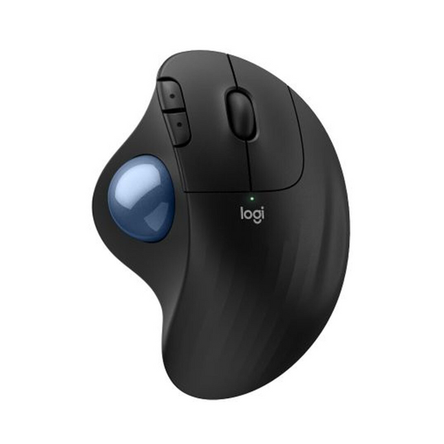 Mouse Trackball Logitech Ergo M575S vista frontal con trackball azul