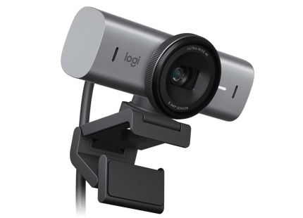 Cámara Logitech Brio 705 montada en monitor con clip ajustable