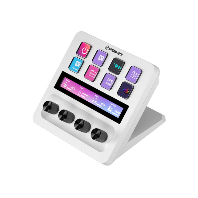 Teclado para Streaming Elgato Stream Deck+ | Controles Táctiles | Perillas Giratorias | Pantalla LCD | Color Blanco