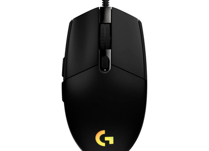 Mouse gaming Logitech G203 LIGHTSYNC con iluminación RGB vista frontal