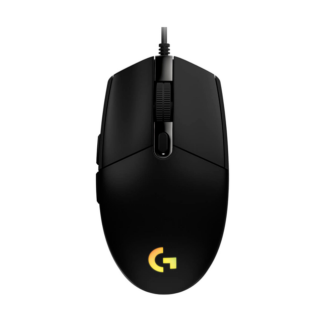 Mouse gaming Logitech G203 LIGHTSYNC con iluminación RGB vista frontal
