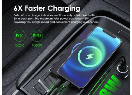 Cargador de Carro Oraimo Bullet 48 | 48W | 1 USB-A | 1 USB-C | OCC-73D