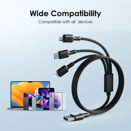 Cable 3 en 1 Oraimo Dura Line 3 | USB-A a Micro-USB | USB-C | Lightning | 1.2M | OCD-X93