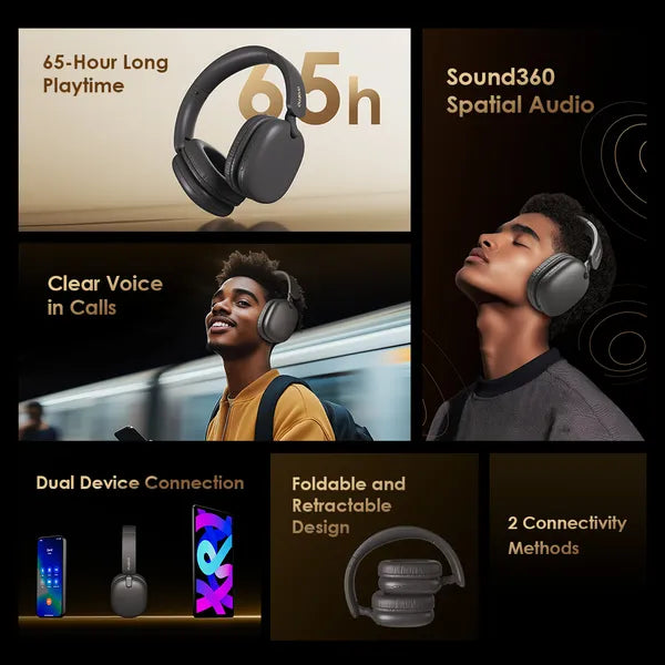 Oraimo Audífonos BoomPop Lite Bluetooth 5.3 gris, OHP-317