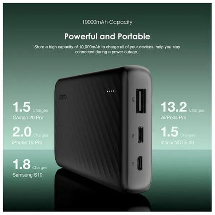 Power Bank Oraimo Slice Link | 10000mAh | 12W | 3 Puertos | OPB-P5101