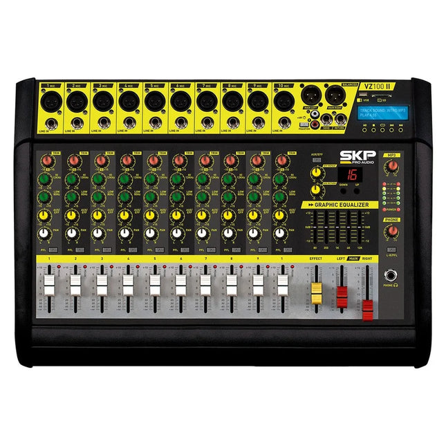 SKP VZ-100II mezcladora amplificada 10 canales 250W RMS x 2 a 4 ohms