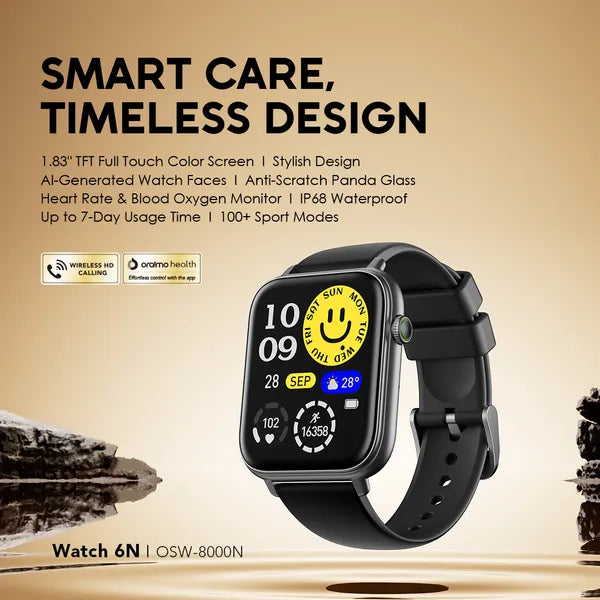Oraimo Smartwatch Watch 6N pantalla 1.83" negro, OSW-8000N