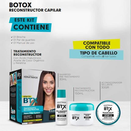 Kit Keratimask Efecto Botox Capilar | Placenta Life | Reconstructor intensivo sin formol con keratina, ácido hialurónico y aceite de coco