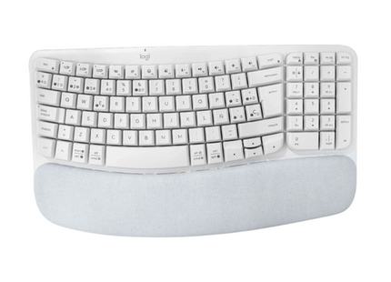 Teclado Logitech Ergo Wave Keys inalámbrico con diseño ergonómico curvado vista frontal completa
