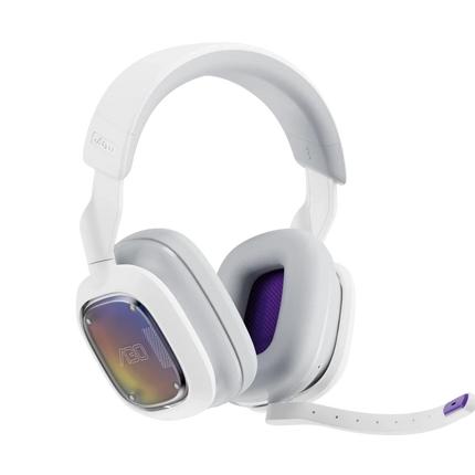 Headset Gaming Inalámbrico Logitech Astro A30 White/Purple | 3.5mm | Bluetooth 5.3 | LIGHTSPEED 2.4GHz | Micrófono Desmontable | 27h Batería | Compatible con PS5/PS4/PC/MAC