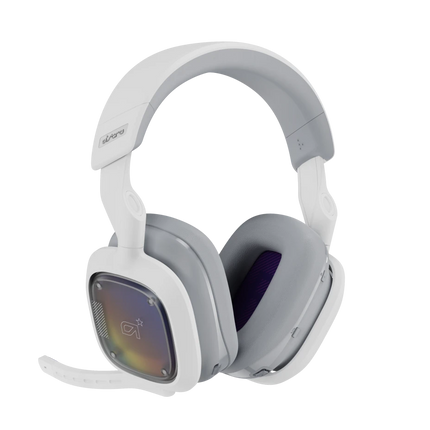 Headset Gaming Inalámbrico Logitech Astro A30 White/Purple | 3.5mm | Bluetooth 5.3 | LIGHTSPEED 2.4GHz | Micrófono Desmontable | 27h Batería | Compatible con PS5/PS4/PC/MAC