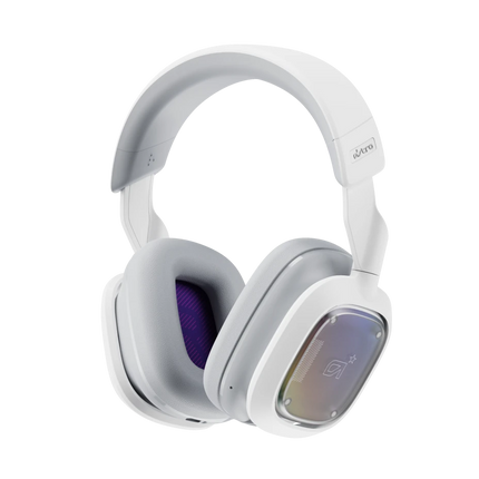 Headset Gaming Inalámbrico Logitech Astro A30 White/Purple | 3.5mm | Bluetooth 5.3 | LIGHTSPEED 2.4GHz | Micrófono Desmontable | 27h Batería | Compatible con PS5/PS4/PC/MAC