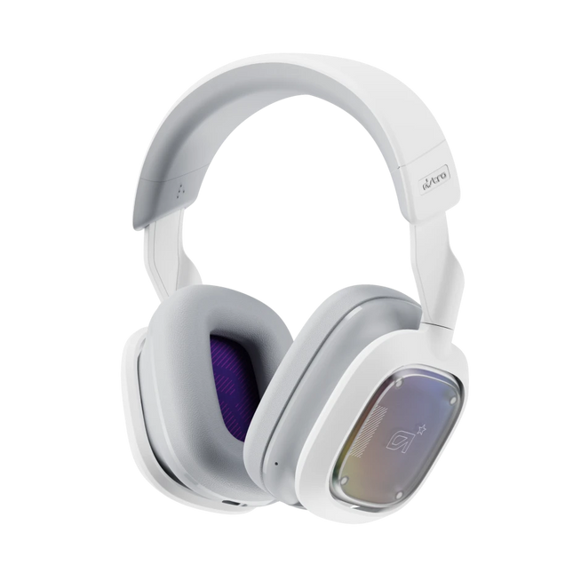 Headset Gaming Inalámbrico Logitech Astro A30 White/Purple | 3.5mm | Bluetooth 5.3 | LIGHTSPEED 2.4GHz | Micrófono Desmontable | 27h Batería | Compatible con PS5/PS4/PC/MAC
