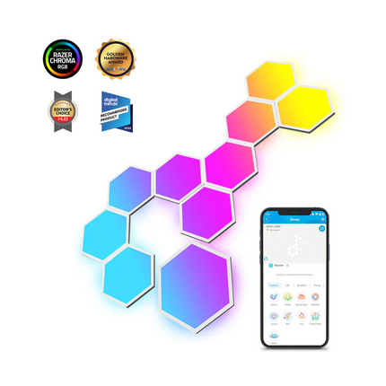 Panel de Luces para Pared Govee Glide Hexa (10PCS) H6061 | RGBIC | Diseño Modular | Control por App y Voz