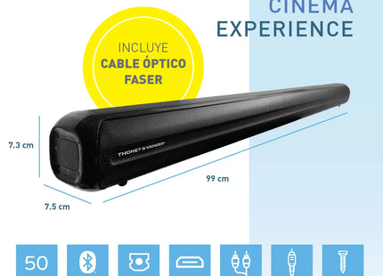 Barra de Sonido Thonet & Vander Röhre | 50W RMS | Bluetooth 5.0 | HDMI | Óptico | Coaxial | AUX