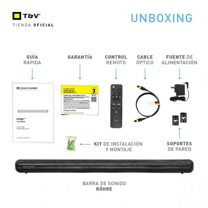 Barra de Sonido Thonet & Vander Röhre | 50W RMS | Bluetooth 5.0 | HDMI | Óptico | Coaxial | AUX
