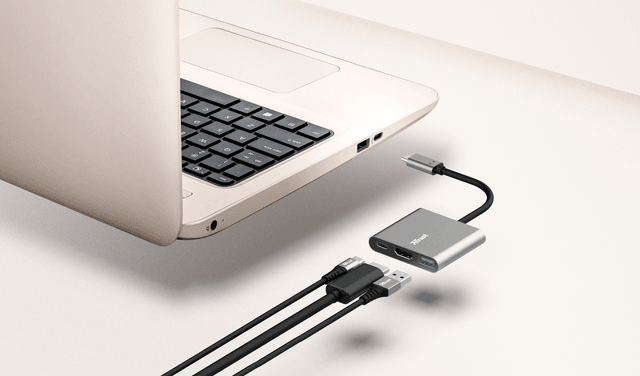 Hub Trust Dalyx Adaptador 3 en 1 USB-C a HDMI + USB-A + USB-C 100W, 23772