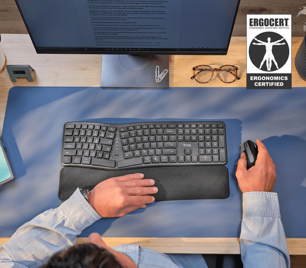 Teclado Trust Keyra Inalámbrico Ergonómico Español, 25704