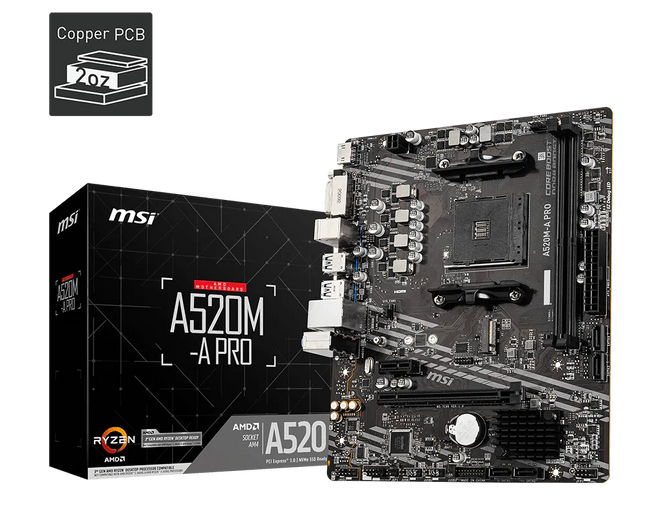 MSI Tarjeta madre Micro-ATX AM4, A520M-A PRO